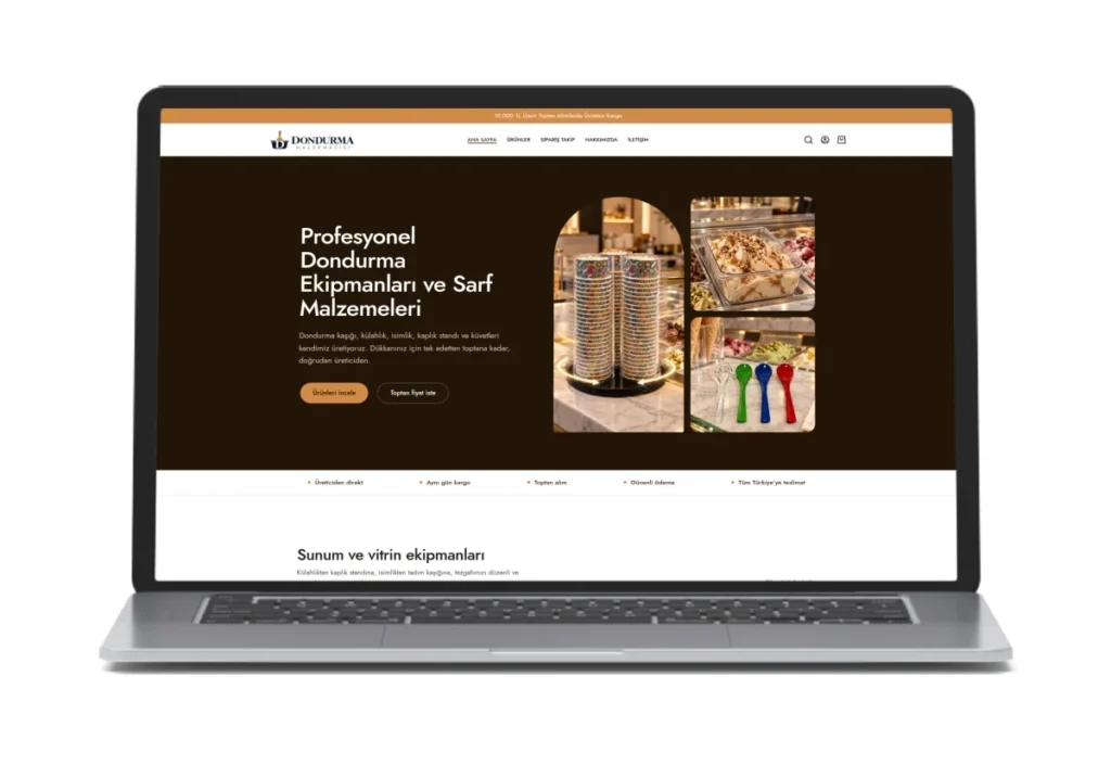 Dondurma Malzemecisi web sitesi – Triple Works e-ticaret projesi